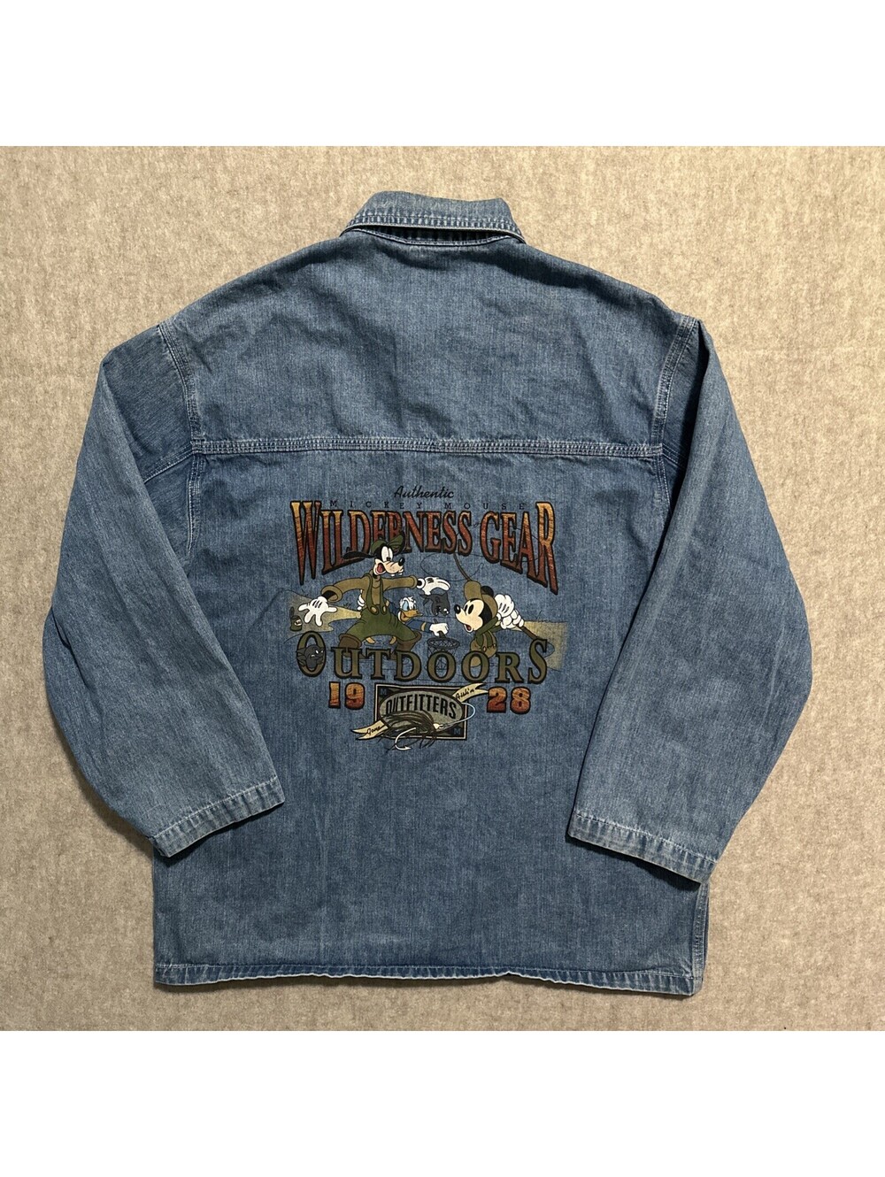 The Disney Store Jacket Mens L-XL? Blue Denim Mickey Mouse Wilderness Gear